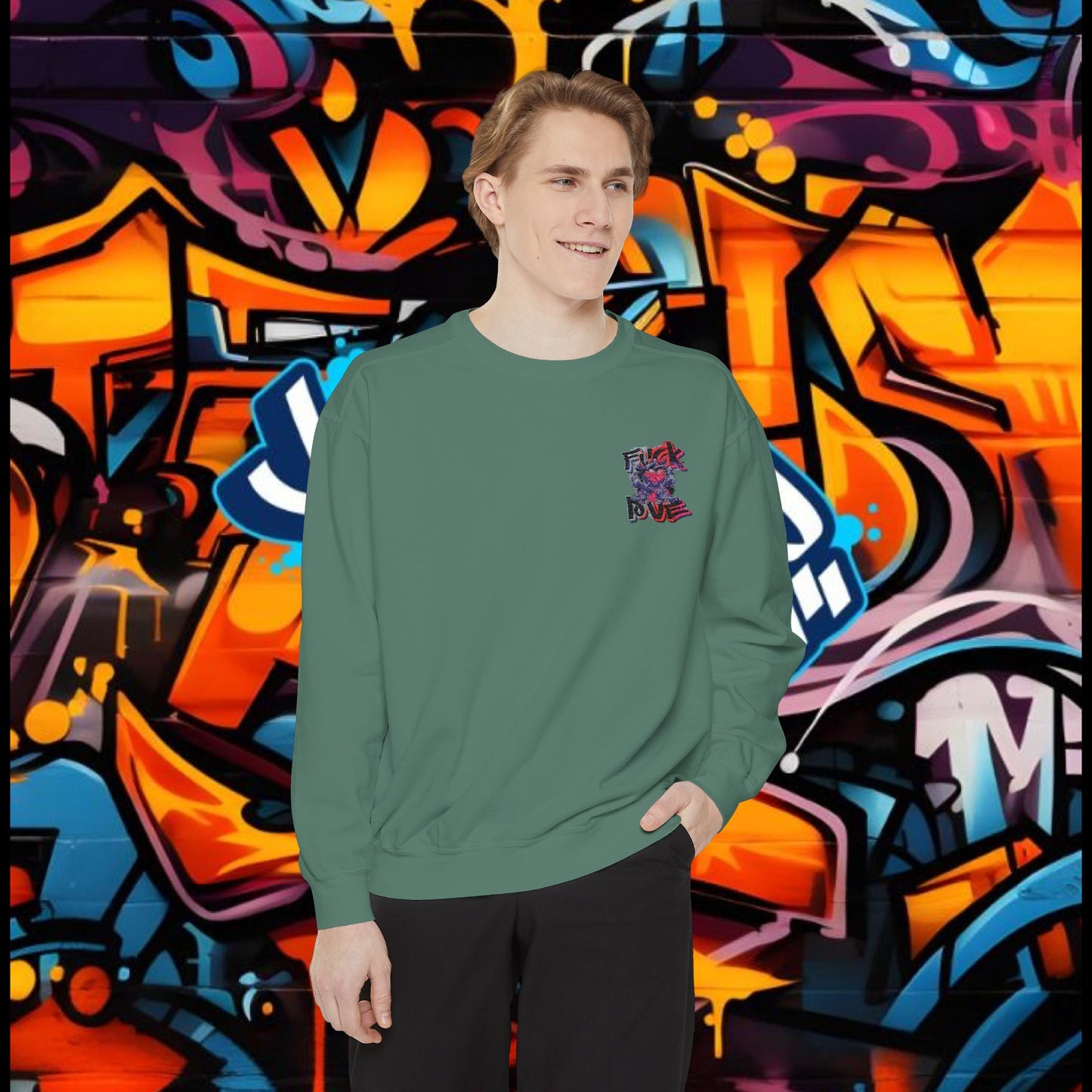 Sweatshirt - Fuck Love Embroidered Design