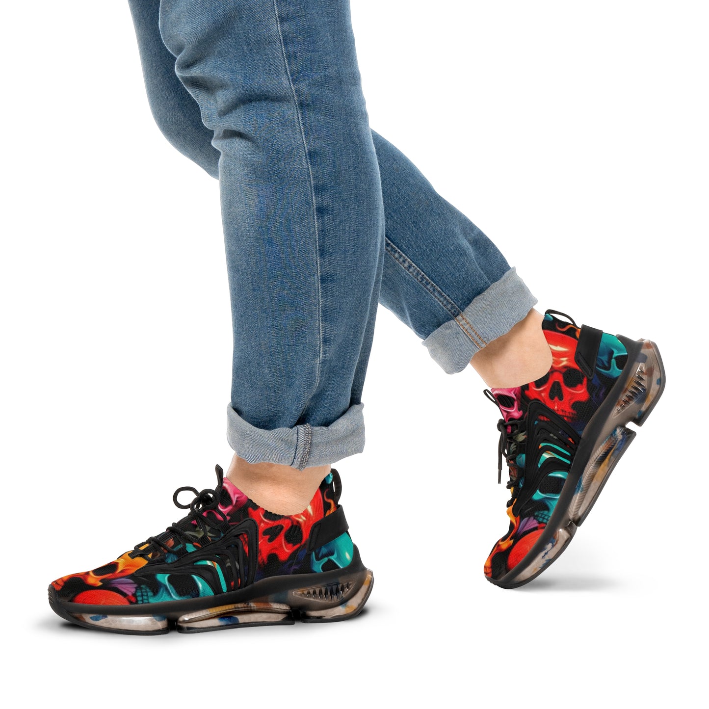 Vibrant Skull-Print Sneakers for Casual Style, Perfect for Men, Gift for Him, Cool Streetwear, Trendy Athletic Shoes