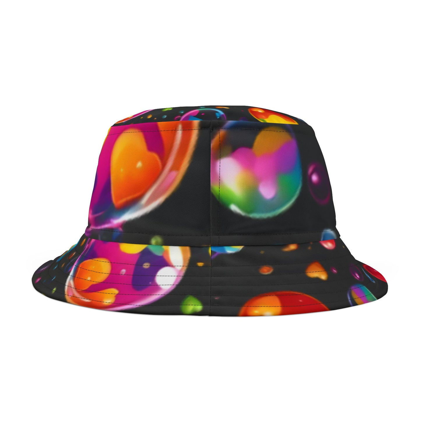 Vibrant Heart Pattern Bucket Hat, Loving Summer Accessory, Festival Gear, Beach Hat, Fun Gift for Friends