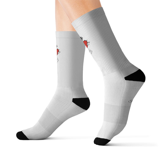 Cute Love Heart Socks, Cozy Gift for Couples, Valentine's Day Accessories, Fun and Unique Footwear, Sublimation Printed Design