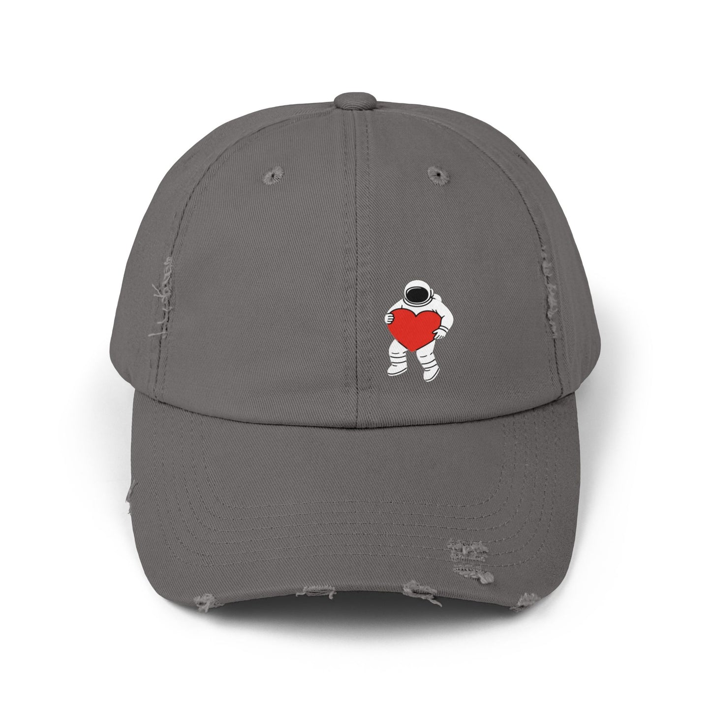 Astronaut Love Distressed Cap, Unisex Space Hat, Trendy Gift for Space Lovers, Casual Fashion Accessory, Perfect for Holidays