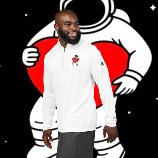 Cosmic Love Quarter-Zip Pullover, Heartbeat Pullover, Astronaut Apparel, Unique Sportswear, Valentine's Day Gift, Casual Activewear