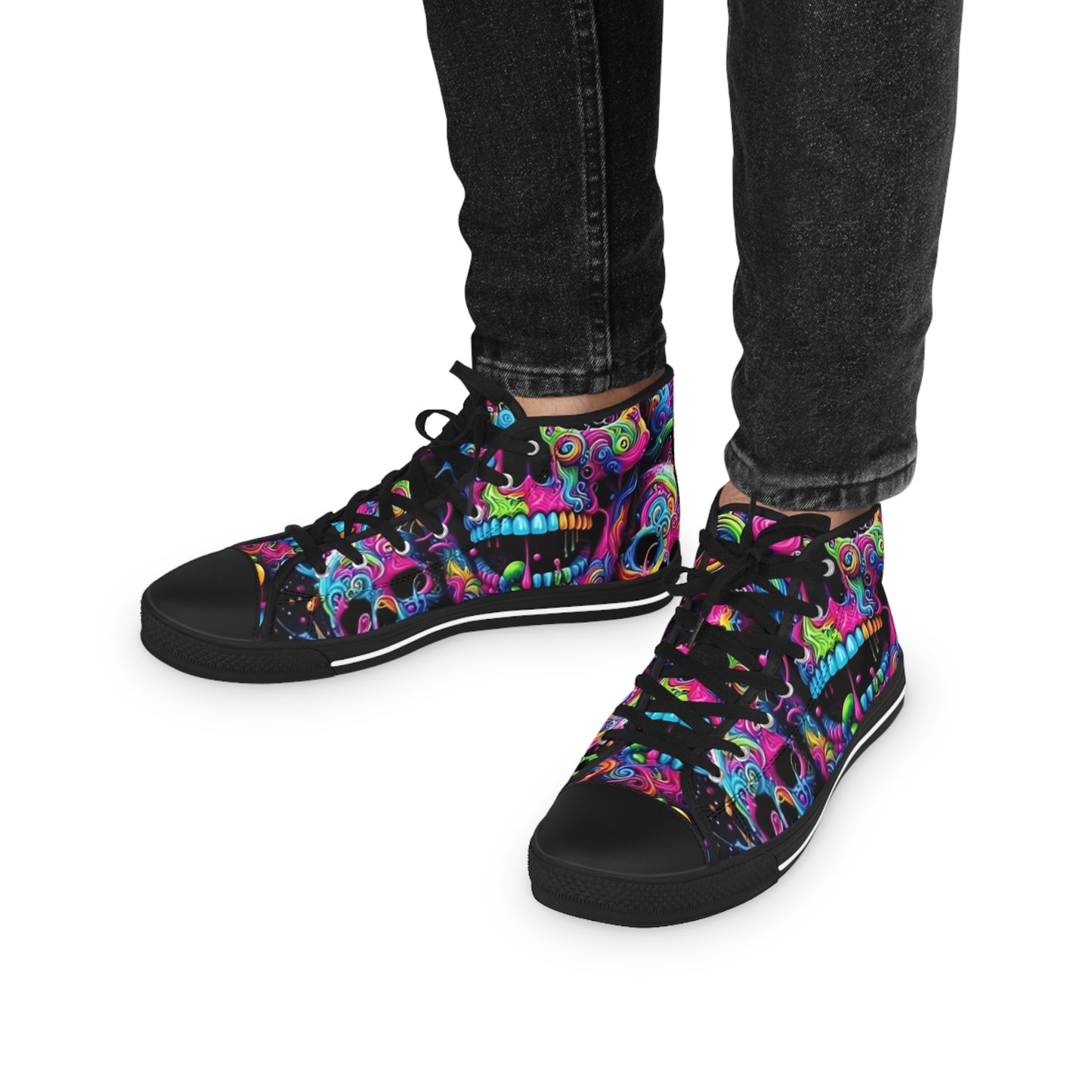 Men's Colorful High Top Sneakers, Trendy Streetwear, Vibrant Art Sneakers, Cool Gift for Him, Funky Casual Shoes