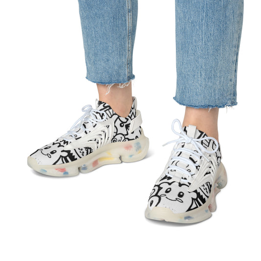 Trendy Women's Mesh Sneakers - Comfortable Athletic Shoes, Casual Footwear, Graphic Print Sneakers, Stylish Sports Shoes, Gift for Her