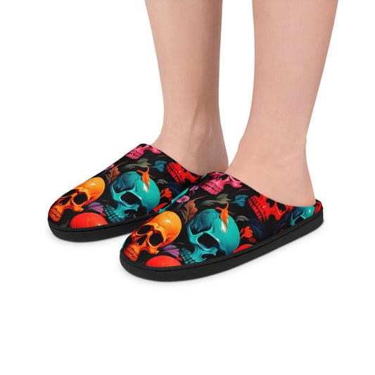 Men's Skull Print Indoor Slippers | Cozy Footwear for Halloween, Casual Wear, Unique Home Gift, Bedroom Comfort, Stylish Lounge Shoes