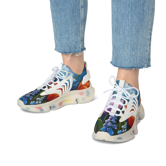 Mesh Sneakers - Realistic Flower Design