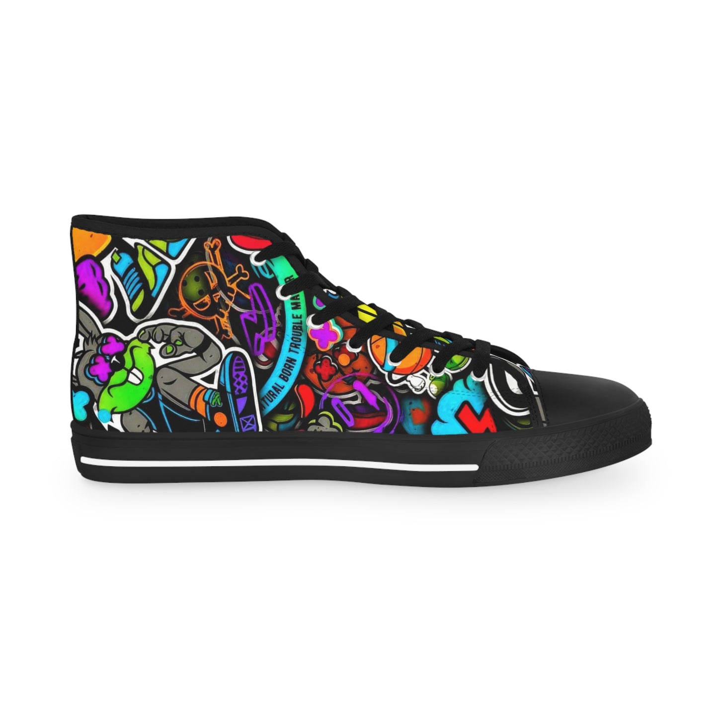Colorful High Top Sneakers, Stylish Footwear for Men, Unique Gift Idea, Casual Wear, Vibrant Street Style