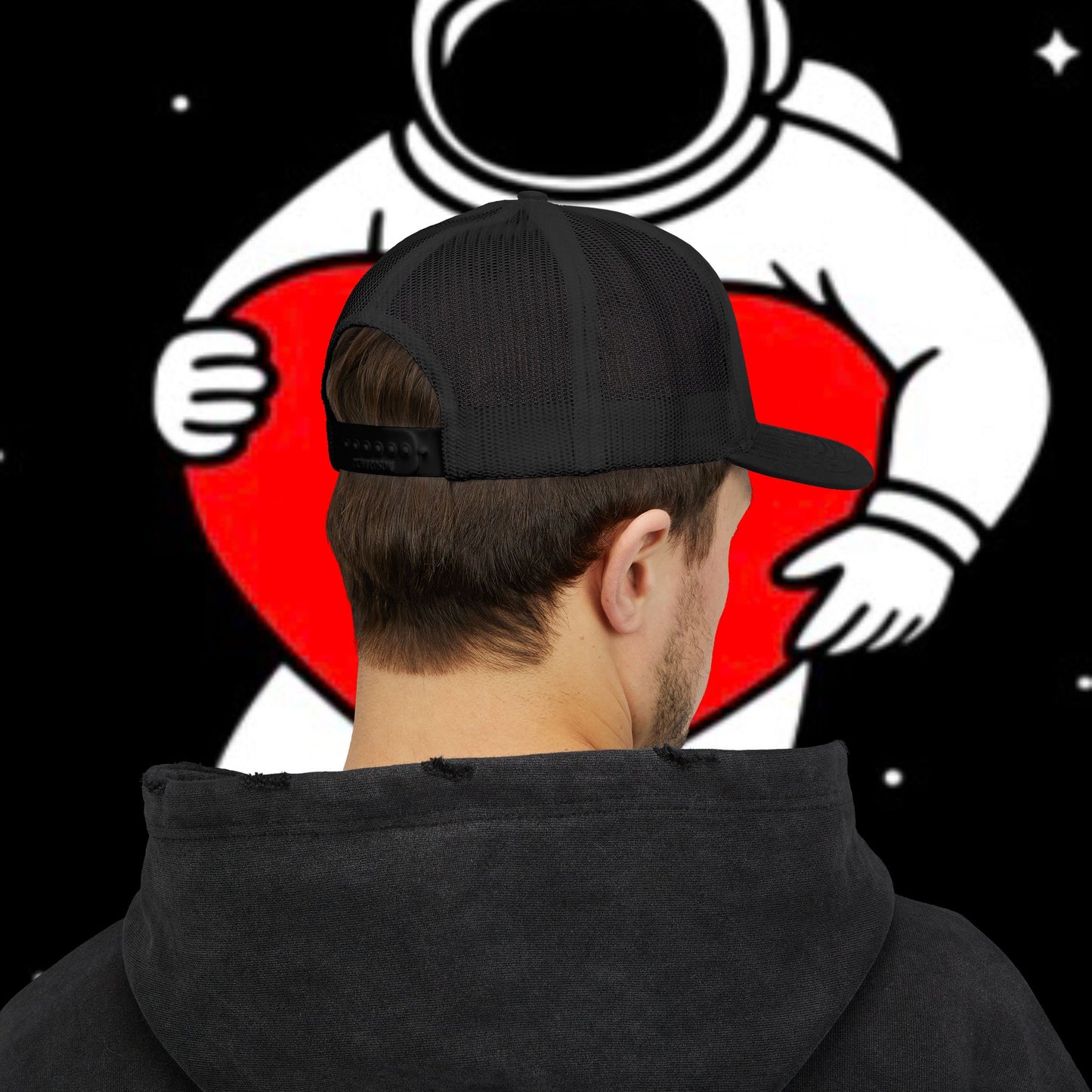 Astronaut Heart Snapback Cap, Cool Trucker Hat for Space Lovers, Unique Gift for Birthdays, Holidays, Adventure, Outdoor Wear