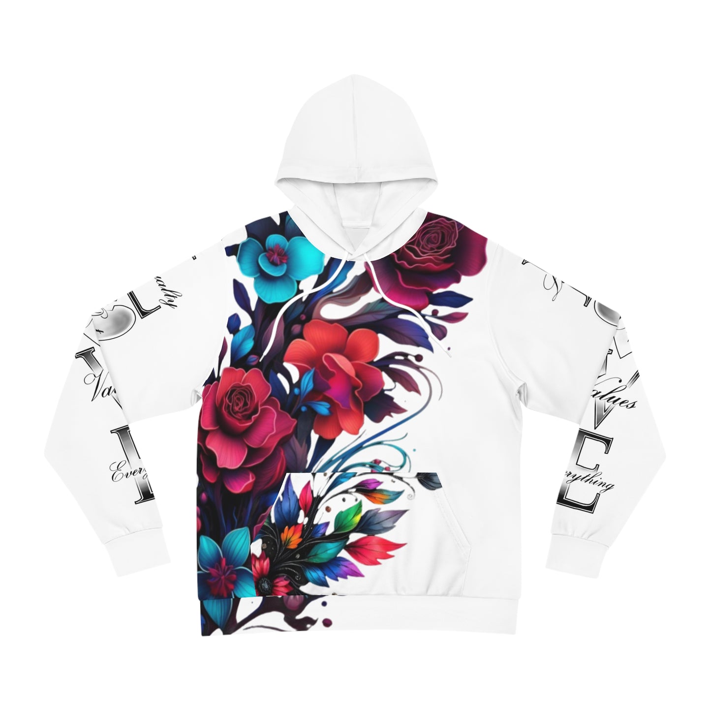 Vibrant Floral Hoodie, Cozy Blooming Sweatshirt, Gift for Her, Colorful Art Apparel, Trendy Fashion Top
