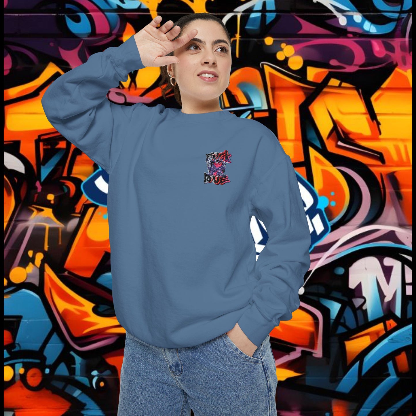 Sweatshirt - Fuck Love Embroidered Design