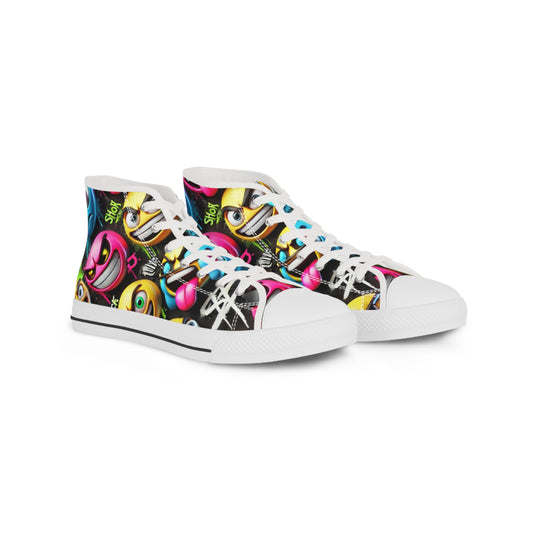 Vibrant High Top Sneakers, Colorful Sneakers for Men, Streetwear Style, Fun Gift for Him, Unique Casual Footwear