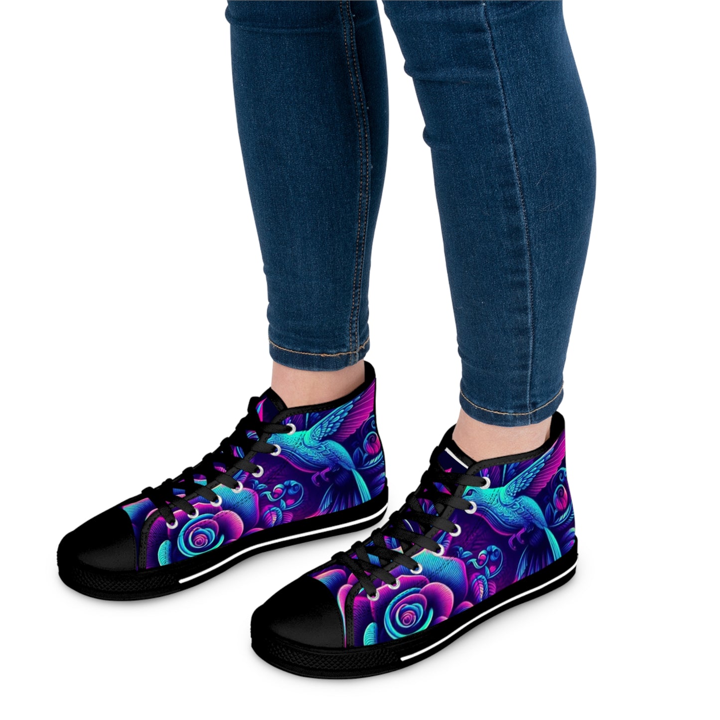 Vibrant Women's High Top Sneakers, Colorful Artistic Sneakers, Trendy Casual Footwear, Unique Gifts for Her, Stylish Everyday Shoes