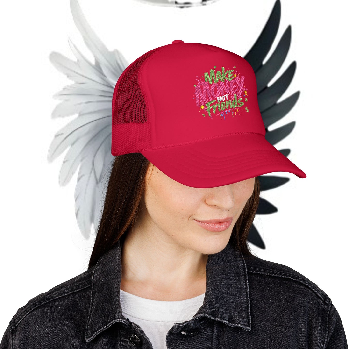 Trucker Hat - Make Money Not Friends Embroidered Cap