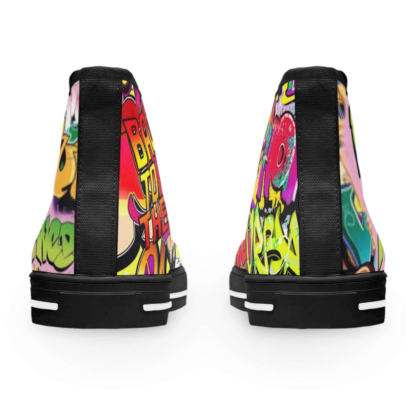Vibrant High Top Sneakers: Trendy Graffiti Kicks for Street Style Fans, Cool Athletic Footwear, Unique Gift for Her