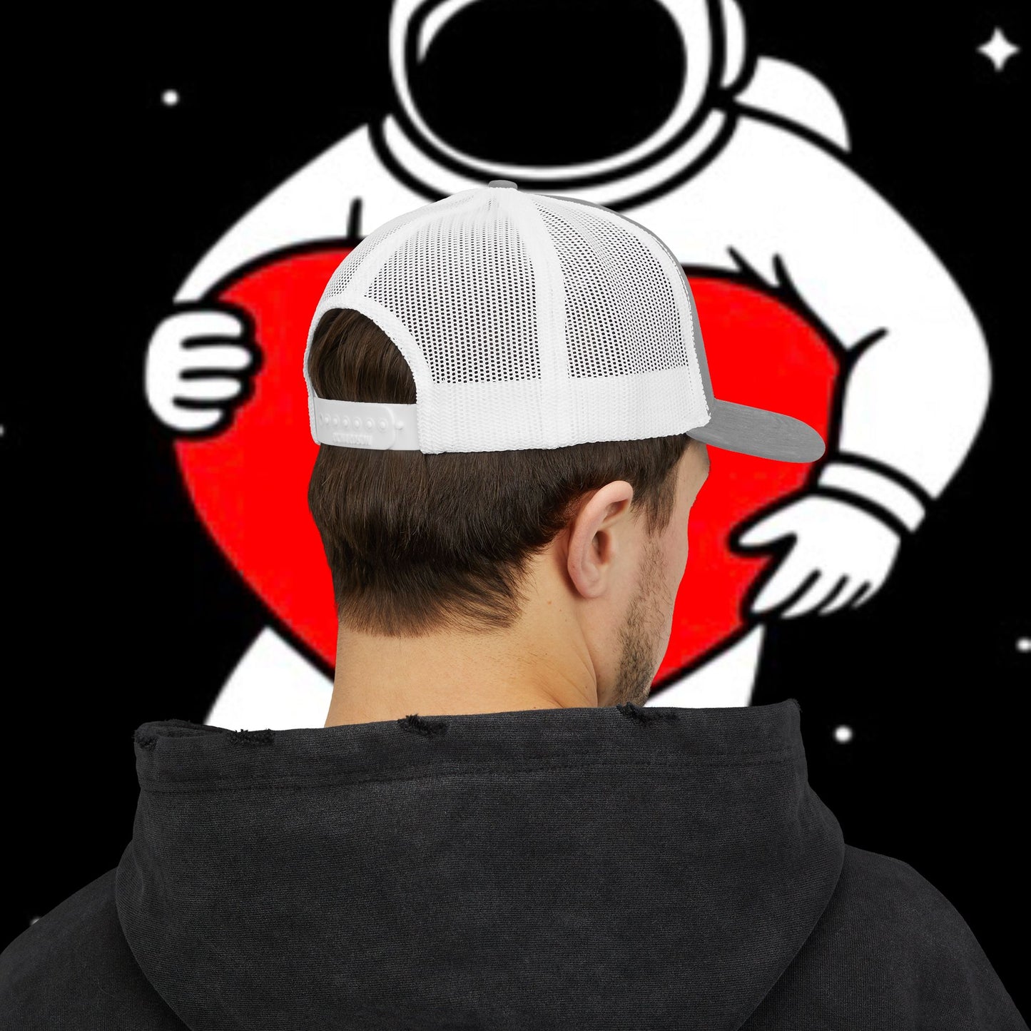 Astronaut Heart Snapback Cap, Cool Trucker Hat for Space Lovers, Unique Gift for Birthdays, Holidays, Adventure, Outdoor Wear