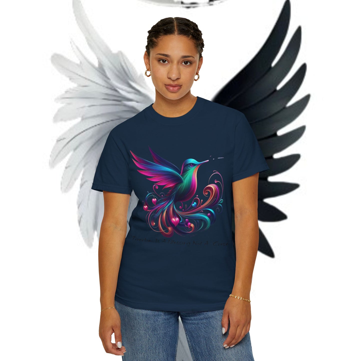 Garment-Dyed T-shirt - Freedom is a Blessing Design