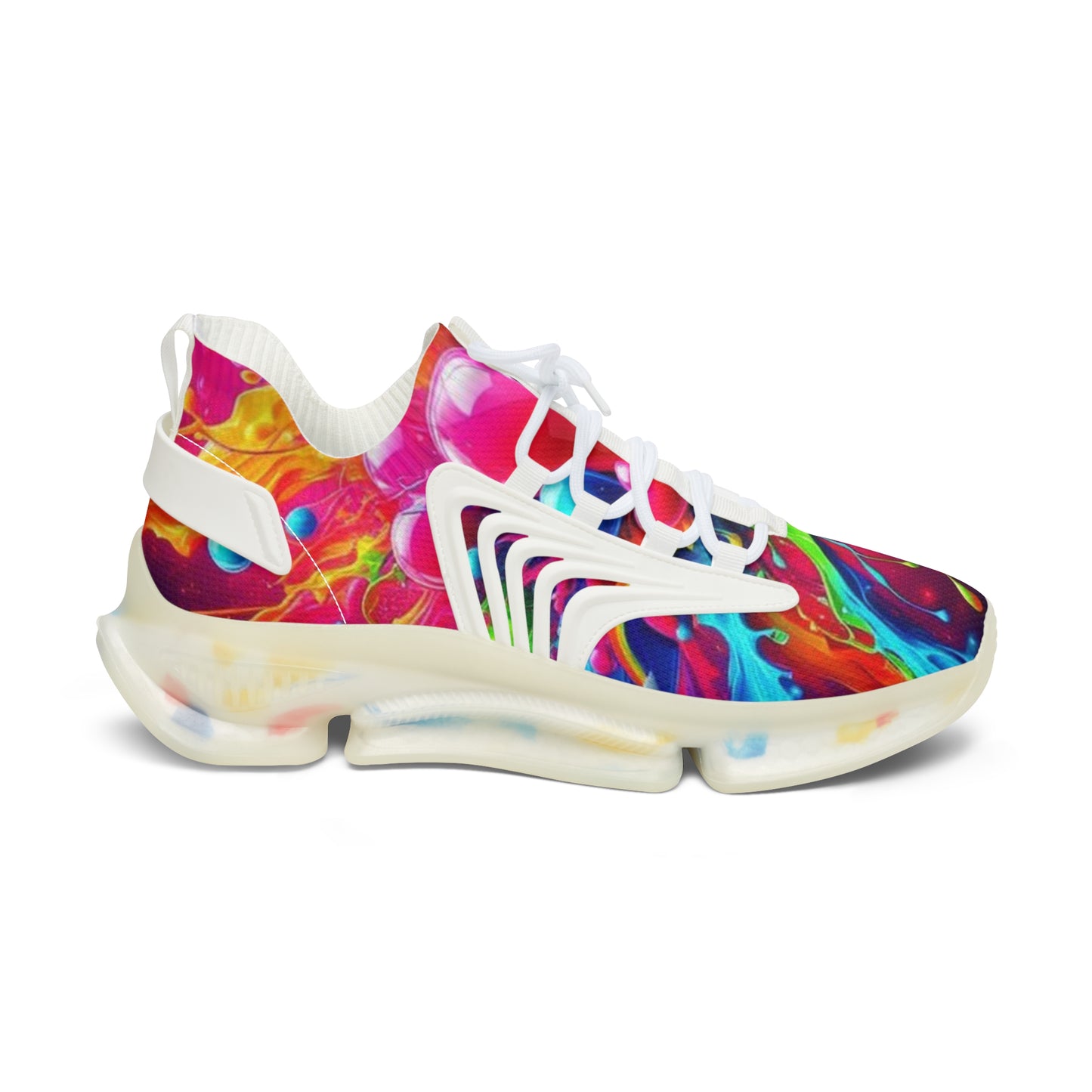 Mesh Sneakers, Watercolor Heart Design Tennis Shoes for Women