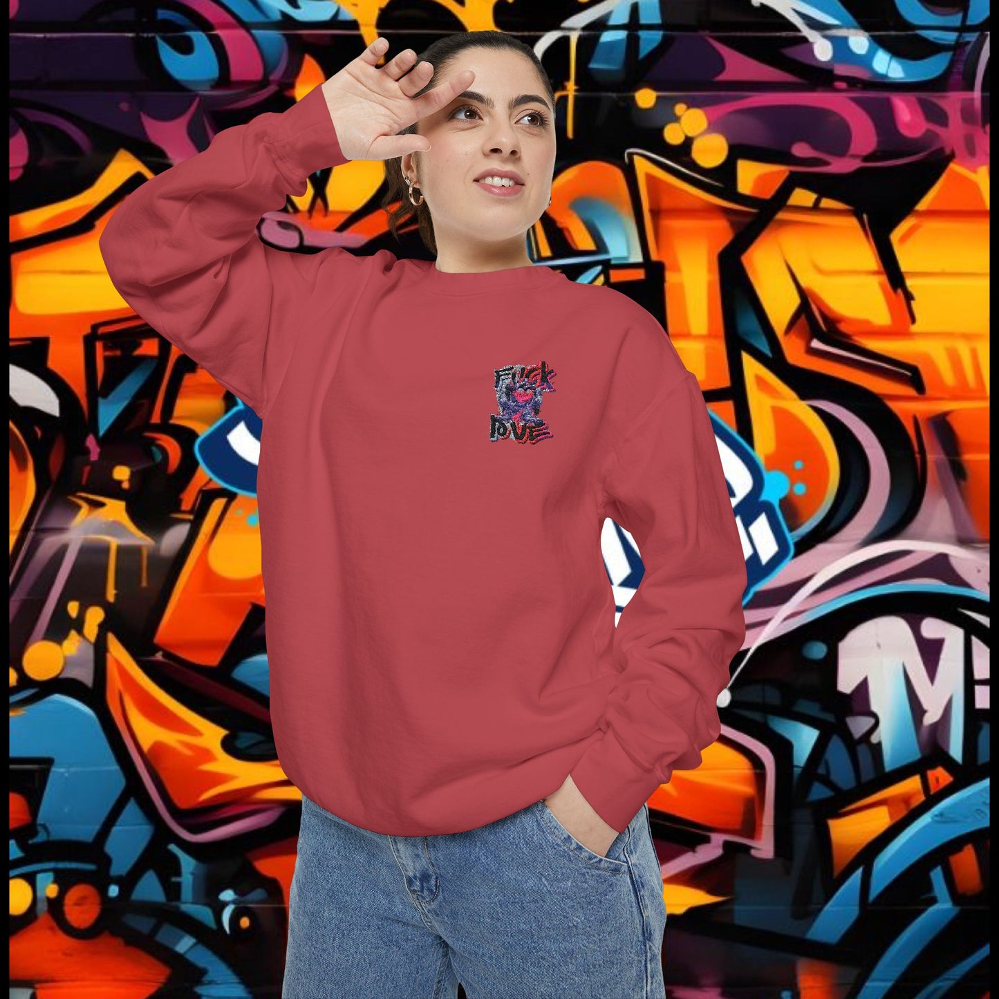 Sweatshirt - Fuck Love Embroidered Design