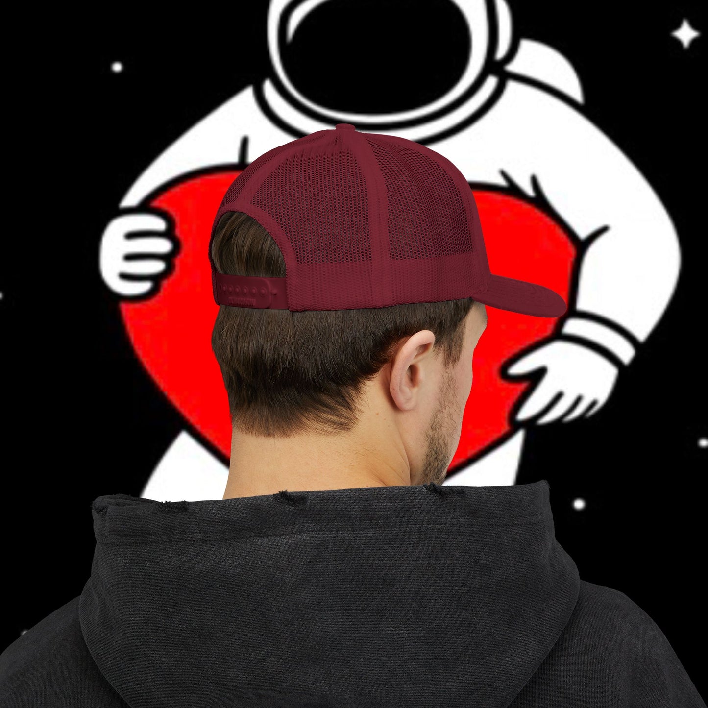 Astronaut Heart Snapback Cap, Cool Trucker Hat for Space Lovers, Unique Gift for Birthdays, Holidays, Adventure, Outdoor Wear