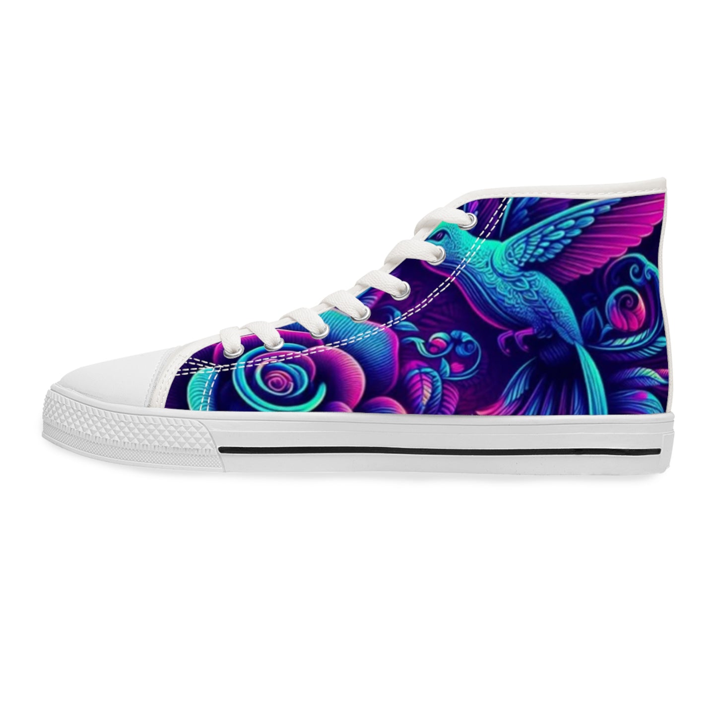 Vibrant Women's High Top Sneakers, Colorful Artistic Sneakers, Trendy Casual Footwear, Unique Gifts for Her, Stylish Everyday Shoes