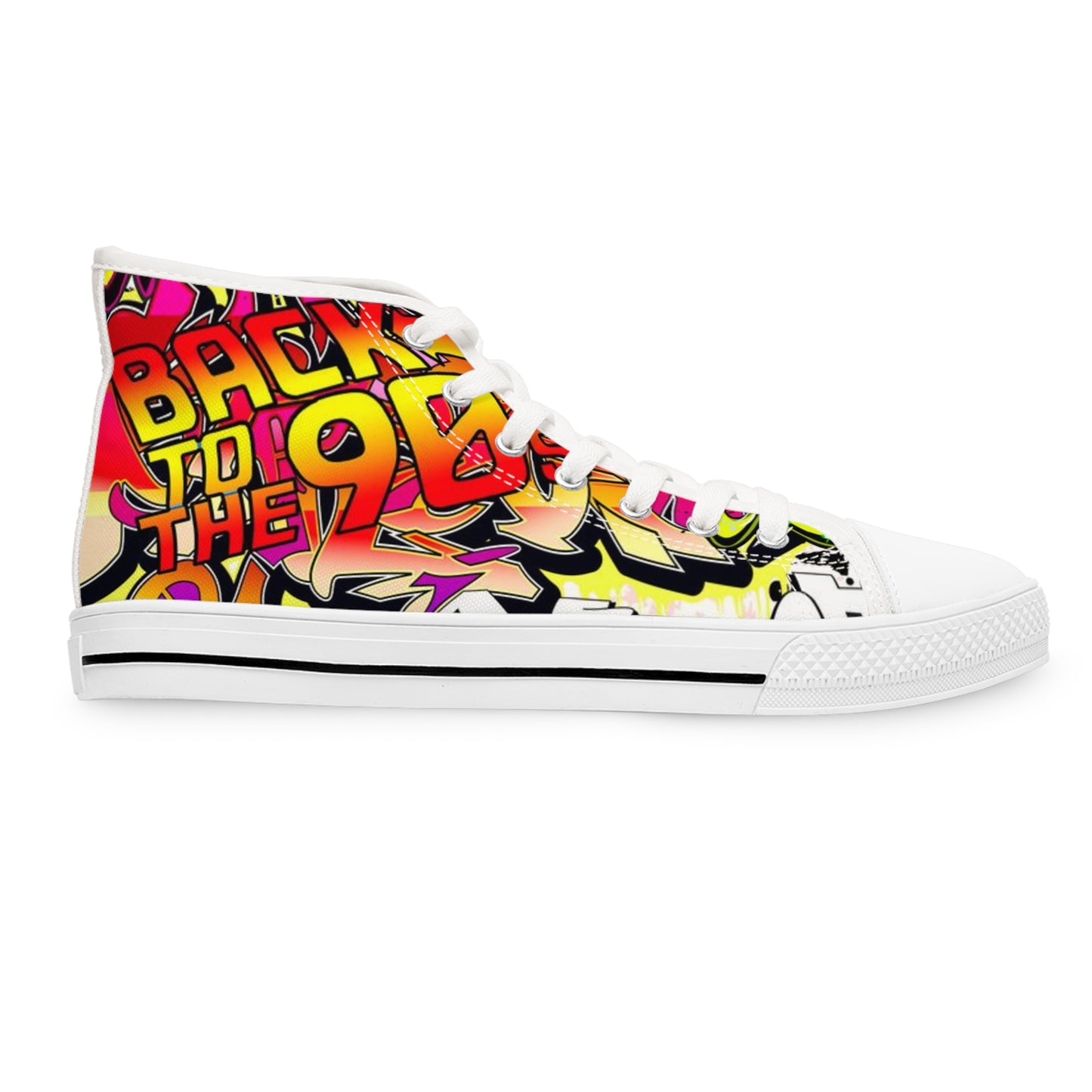 Vibrant High Top Sneakers: Trendy Graffiti Kicks for Street Style Fans, Cool Athletic Footwear, Unique Gift for Her