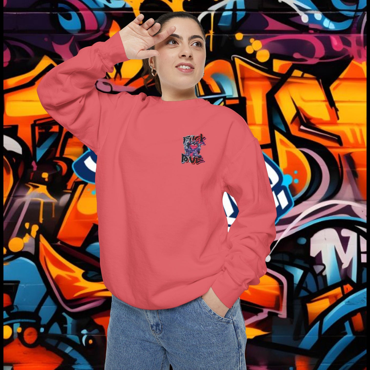 Sweatshirt - Fuck Love Embroidered Design