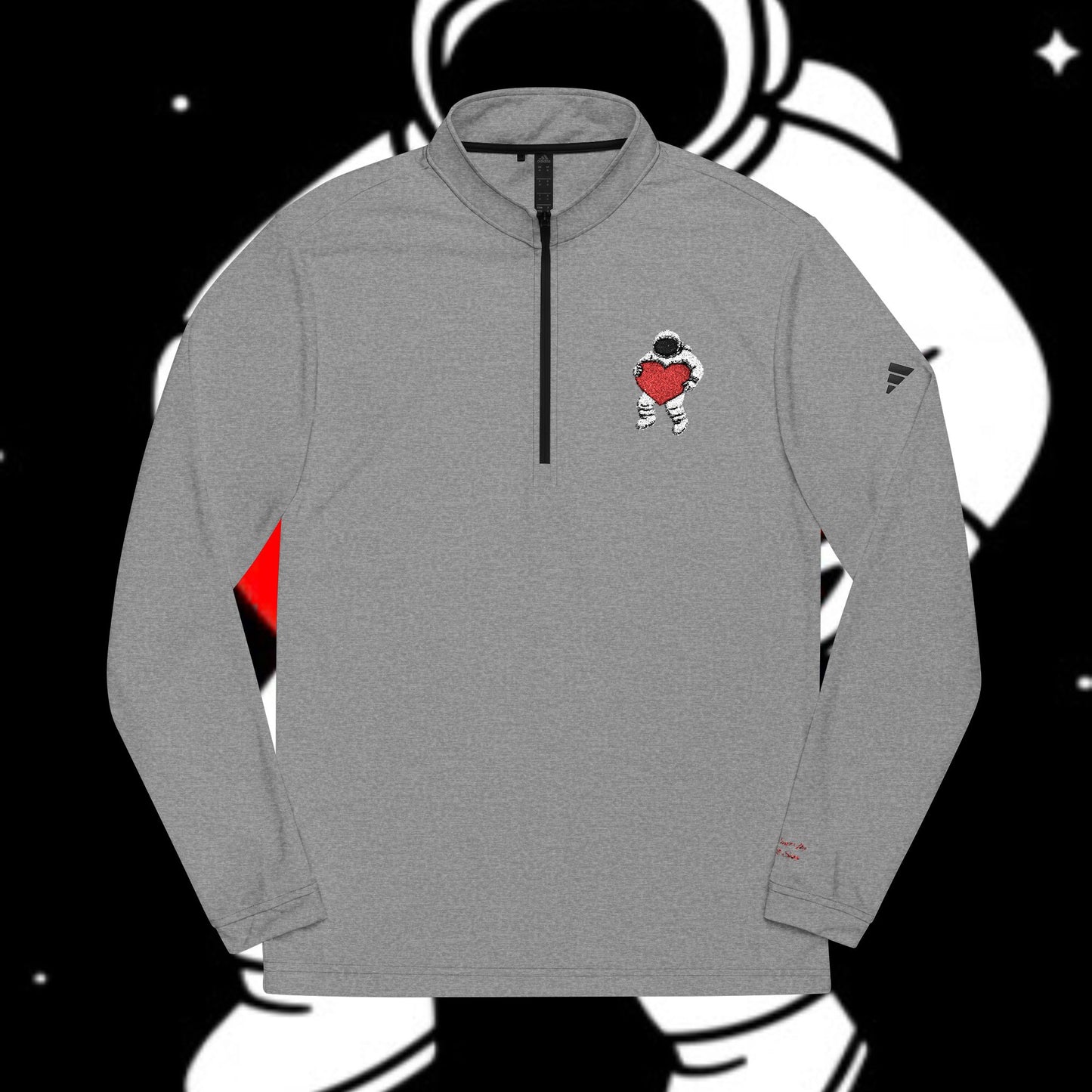 Cosmic Love Quarter-Zip Pullover, Heartbeat Pullover, Astronaut Apparel, Unique Sportswear, Valentine's Day Gift, Casual Activewear