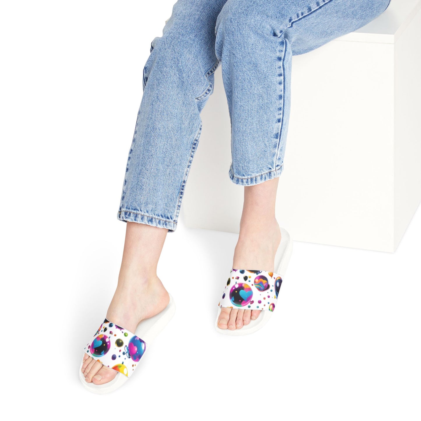 Sandals Slides - Candy Rain Design Removable-Strap Women's Shoes