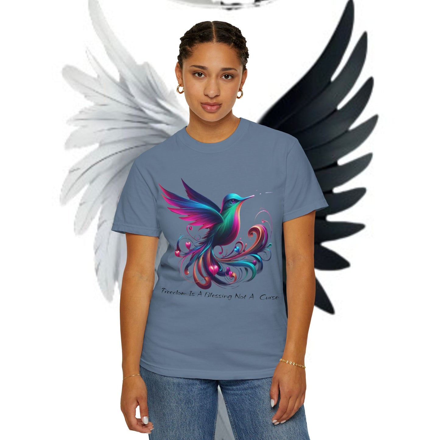 Garment-Dyed T-shirt - Freedom is a Blessing Design