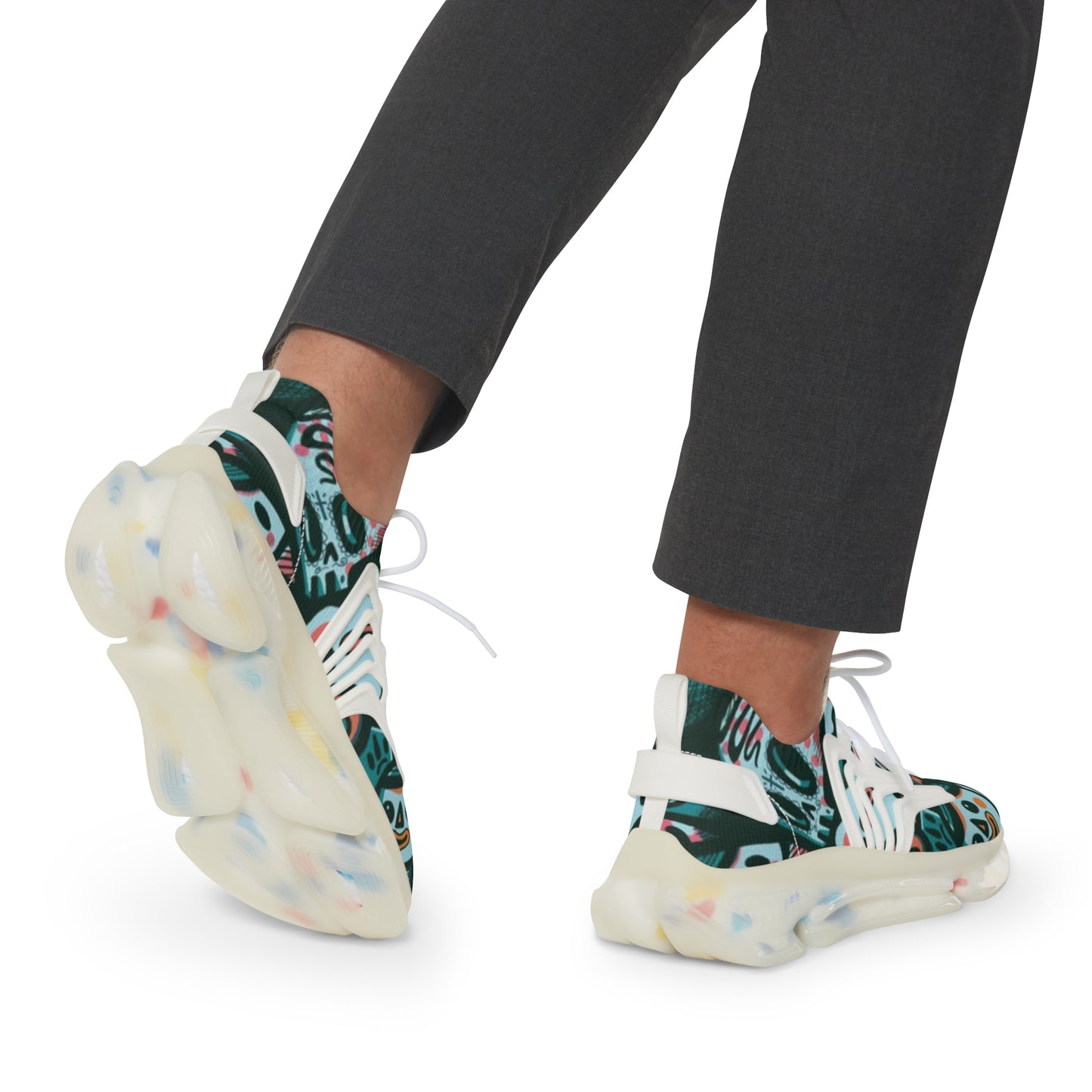 Vibrant Men's Mesh Sneakers, Colorful Workout Shoes, Trendy Sports Footwear, Unique Fashion Sneakers, Perfect for Active Lifestyle
