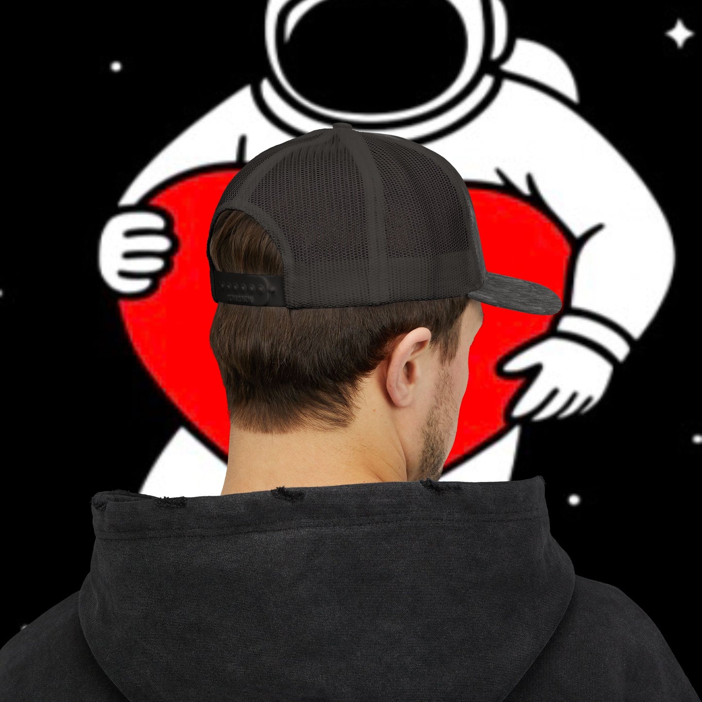 Astronaut Heart Snapback Cap, Cool Trucker Hat for Space Lovers, Unique Gift for Birthdays, Holidays, Adventure, Outdoor Wear
