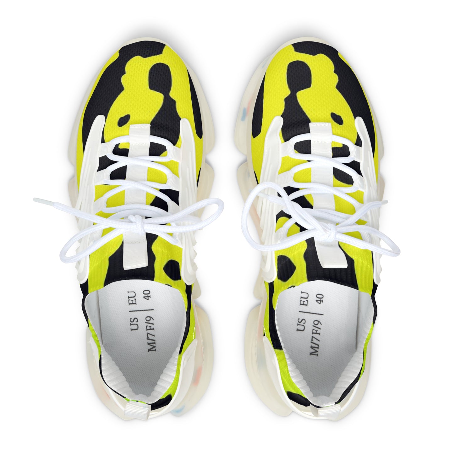 Mesh Sneakers - Yellow Cheetah Print Design