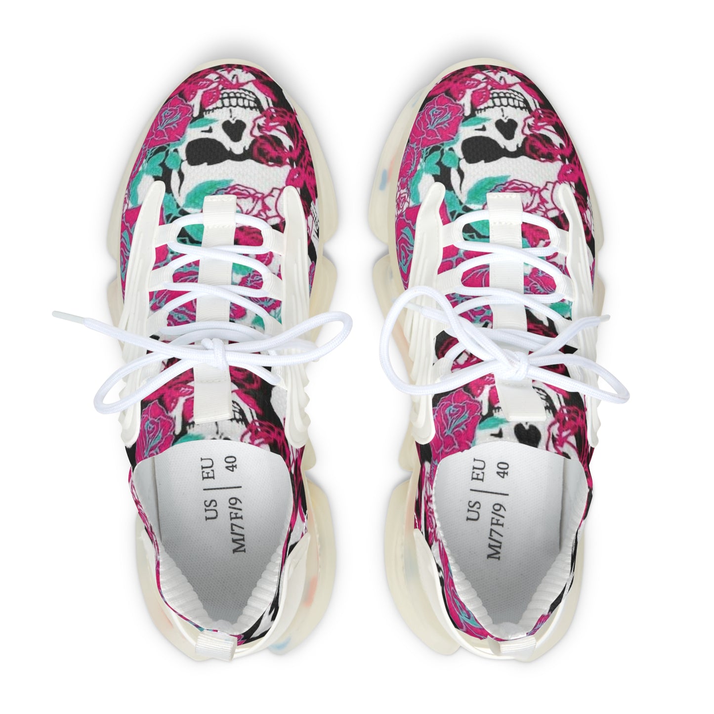 Mesh Sneakers - Skull and Roses Design