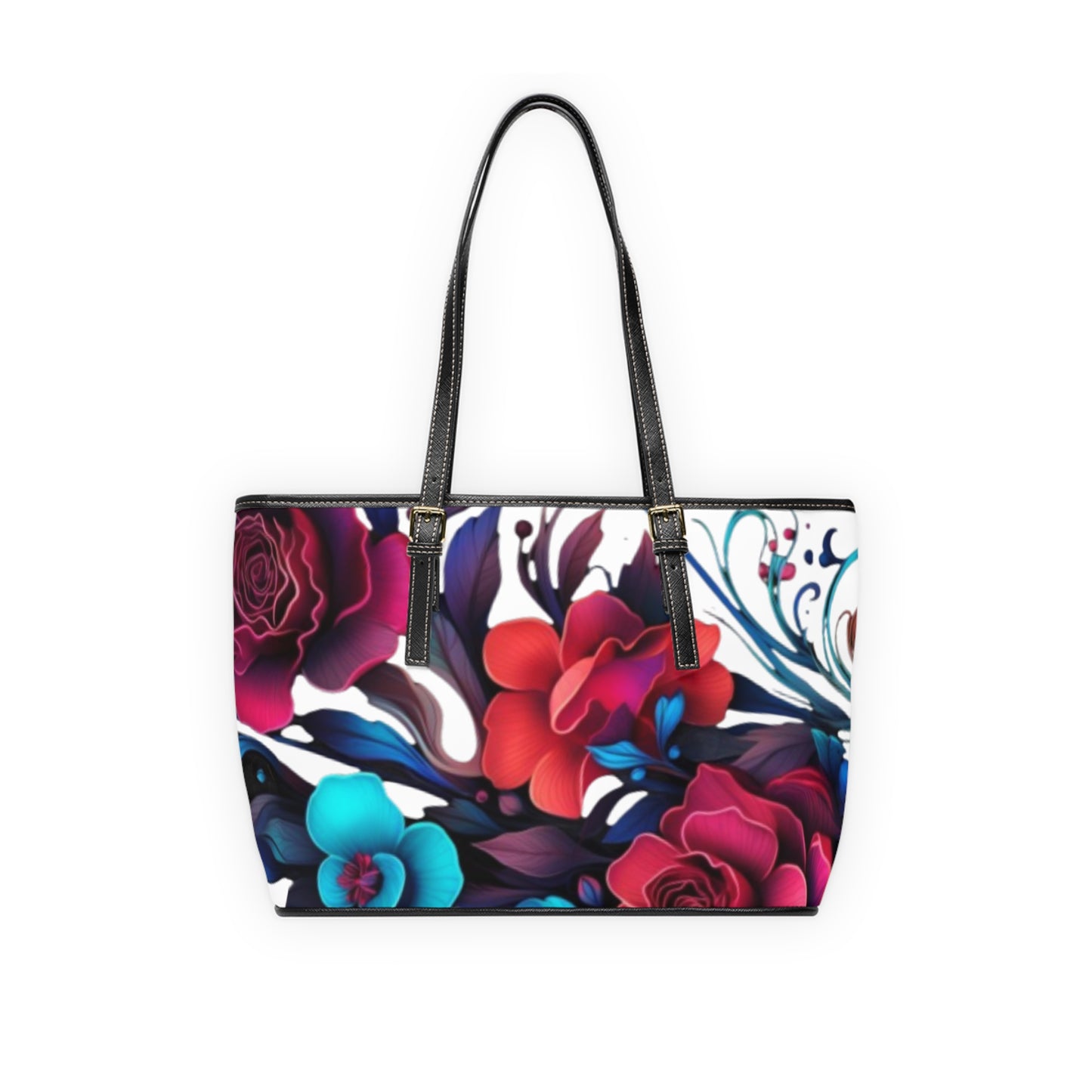 Floral PU Leather Shoulder Bag, Stylish Handbag, Chic Tote, Everyday Use, Gift for Her, Floral Design, Trendy Accessories