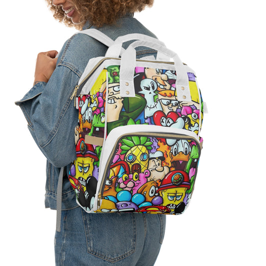 Colorful Cartoon Diaper Backpack, Fun Baby Bag, Multi-Use Diaper Bag, Stylish Mom Backpack, Great for Baby Showers, Travel & Daily Use