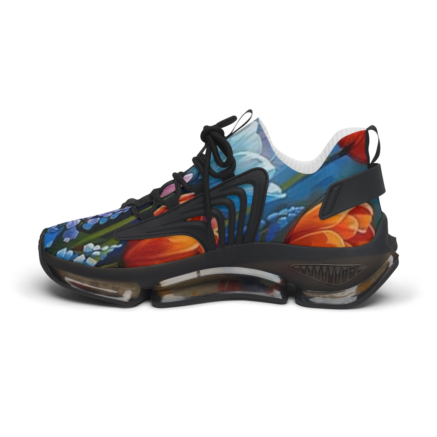 Mesh Sneakers - Realistic Flower Design