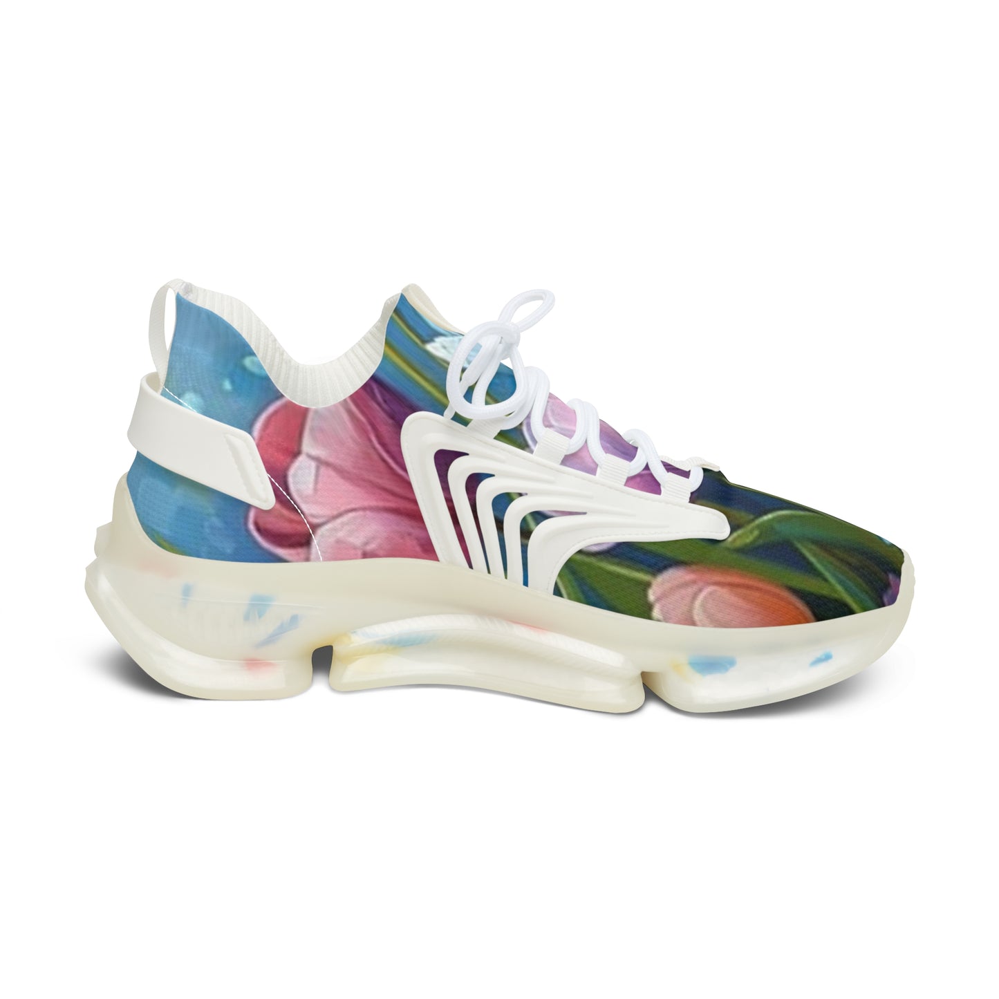 Mesh Sneakers - Realistic Flower Design
