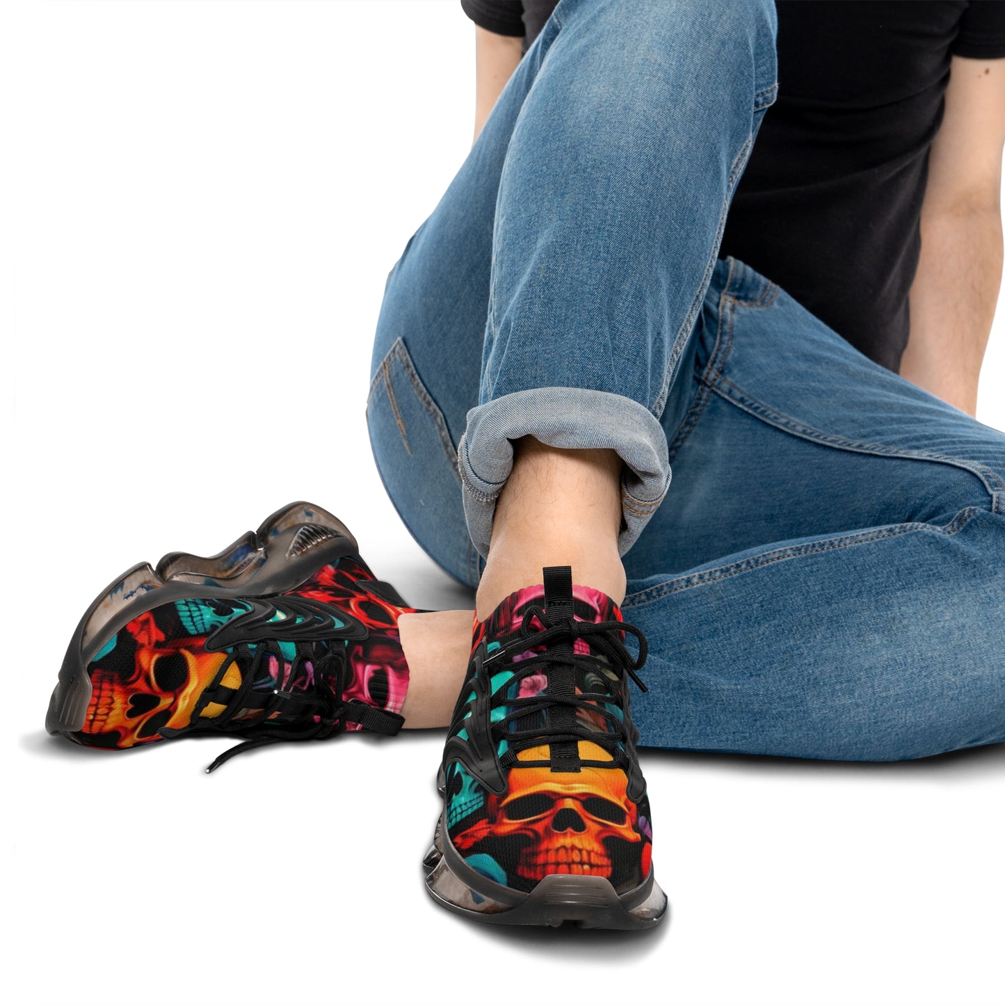 Vibrant Skull-Print Sneakers for Casual Style, Perfect for Men, Gift for Him, Cool Streetwear, Trendy Athletic Shoes