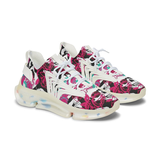 Mesh Sneakers - Skull and Roses Design