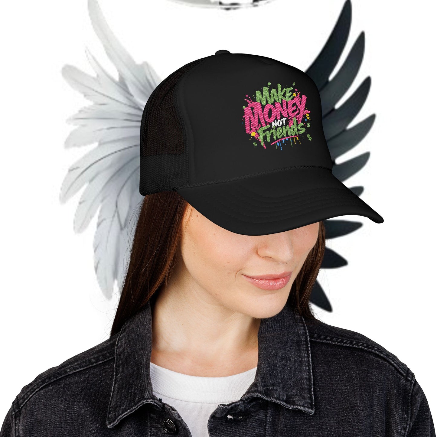 Trucker Hat - Make Money Not Friends Embroidered Cap