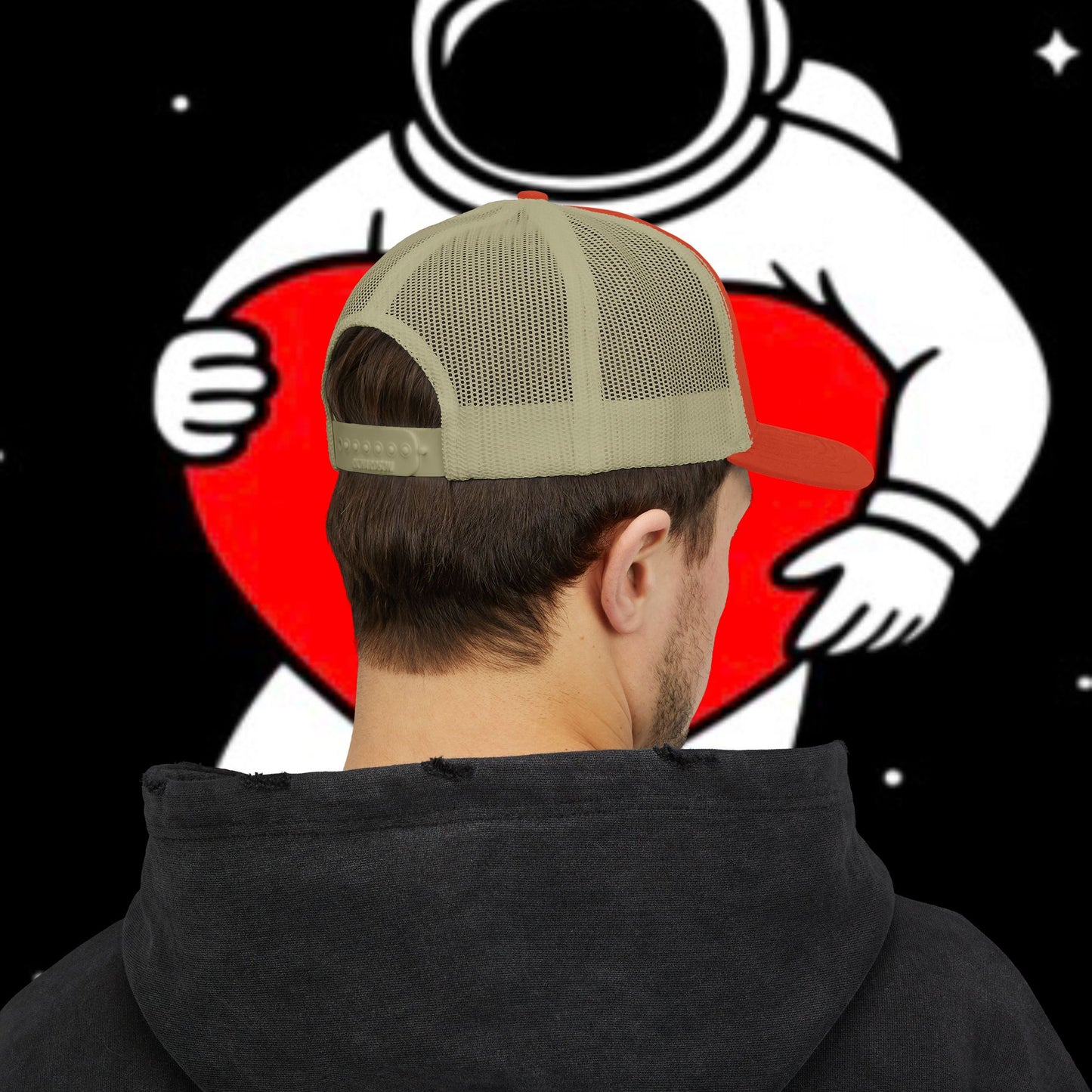 Astronaut Heart Snapback Cap, Cool Trucker Hat for Space Lovers, Unique Gift for Birthdays, Holidays, Adventure, Outdoor Wear