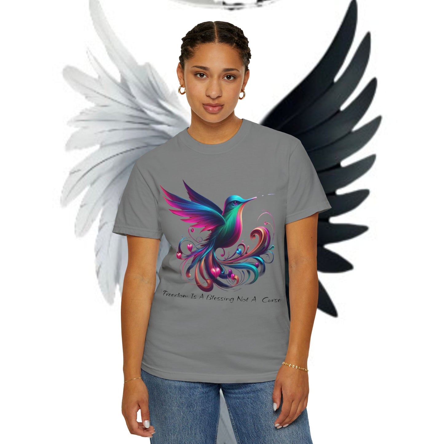 Garment-Dyed T-shirt - Freedom is a Blessing Design