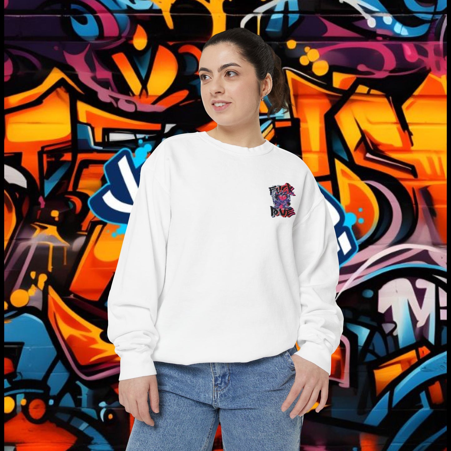 Sweatshirt - Fuck Love Embroidered Design