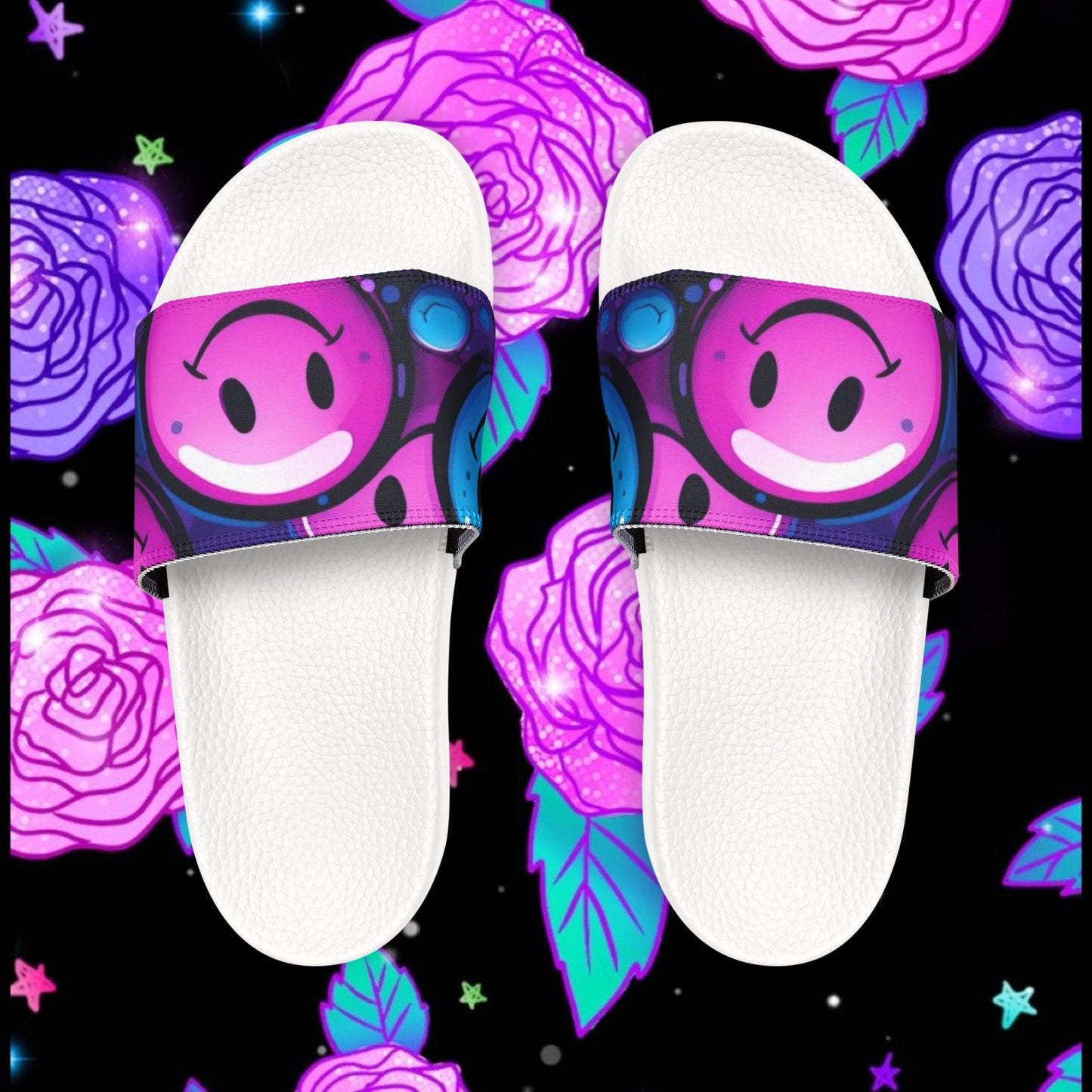 Happy Vibes Cute Sandals, Summer Footwear, Beachwear, Gift for Her, Fashion Slides