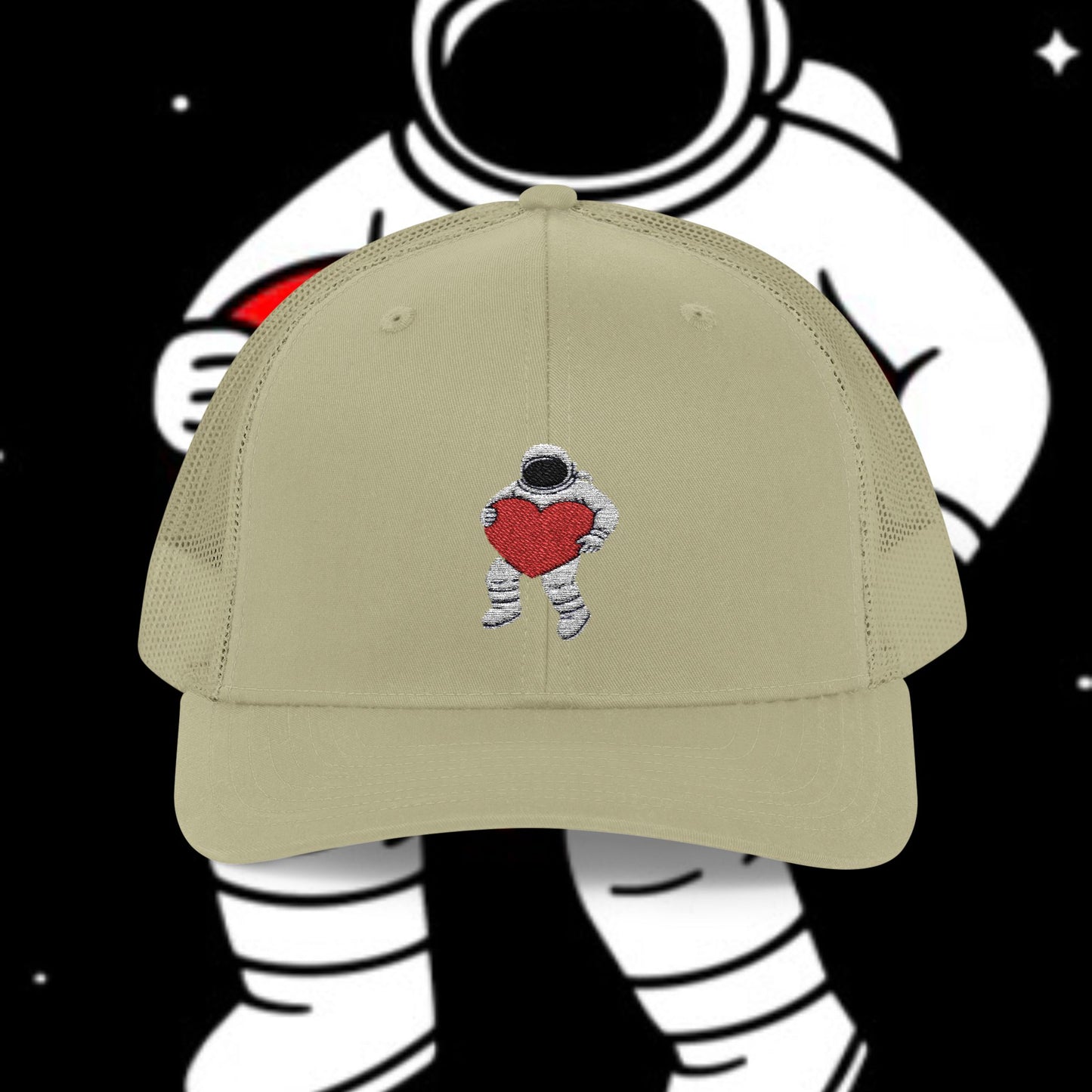 Astronaut Heart Snapback Cap, Cool Trucker Hat for Space Lovers, Unique Gift for Birthdays, Holidays, Adventure, Outdoor Wear