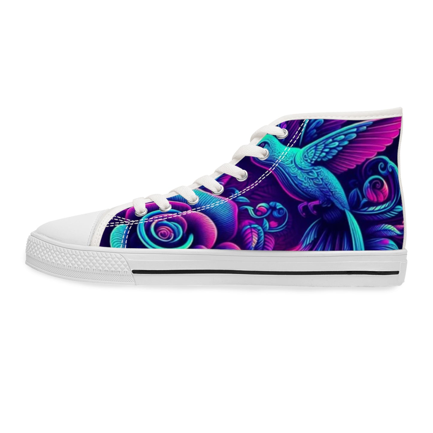 Vibrant Women's High Top Sneakers, Colorful Artistic Sneakers, Trendy Casual Footwear, Unique Gifts for Her, Stylish Everyday Shoes