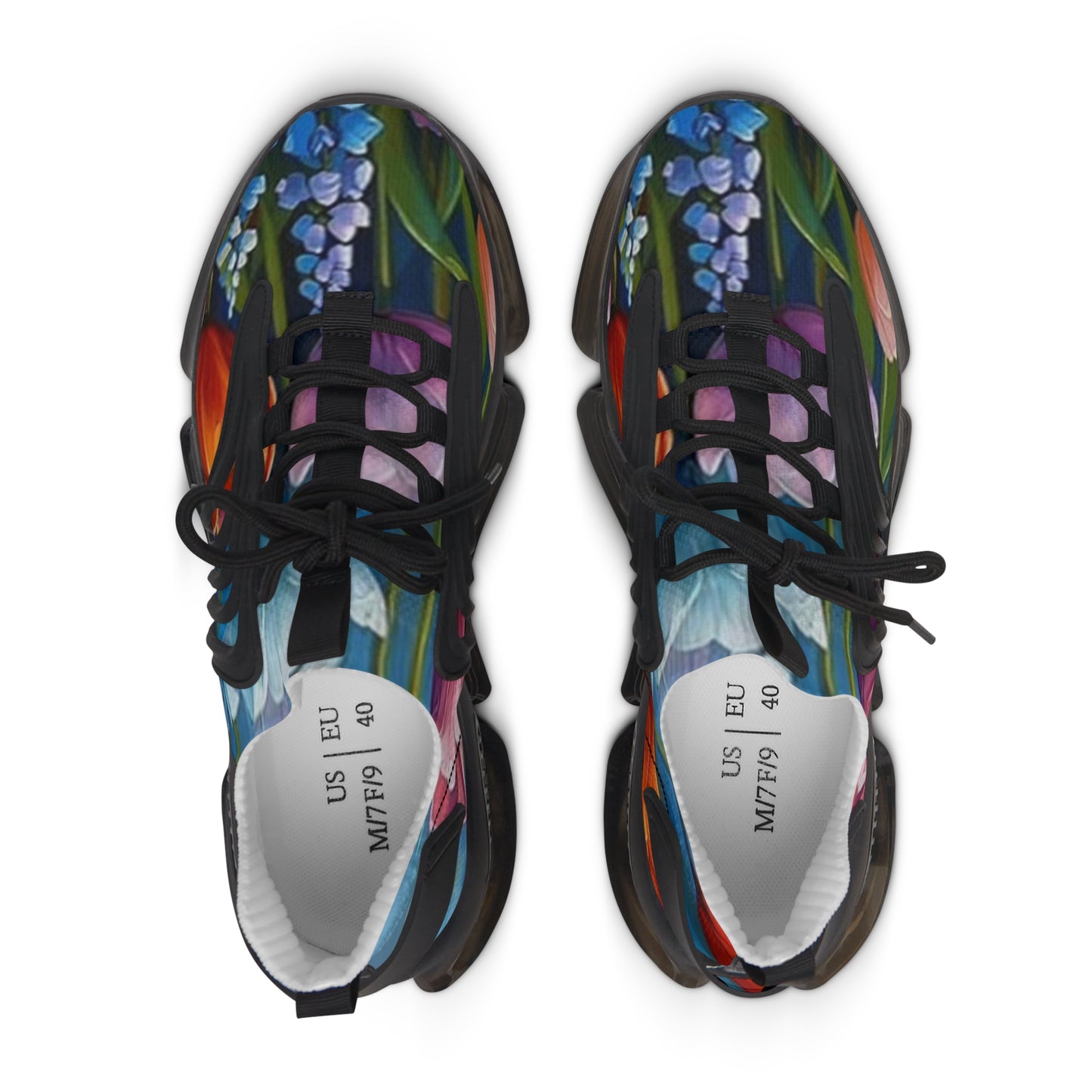 Mesh Sneakers - Realistic Flower Design