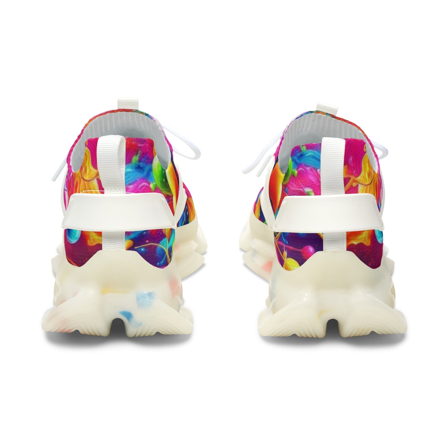 Mesh Sneakers, Watercolor Heart Design Tennis Shoes for Women