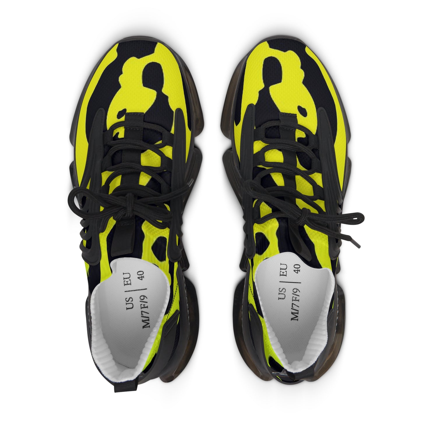 Mesh Sneakers - Yellow Cheetah Print Design