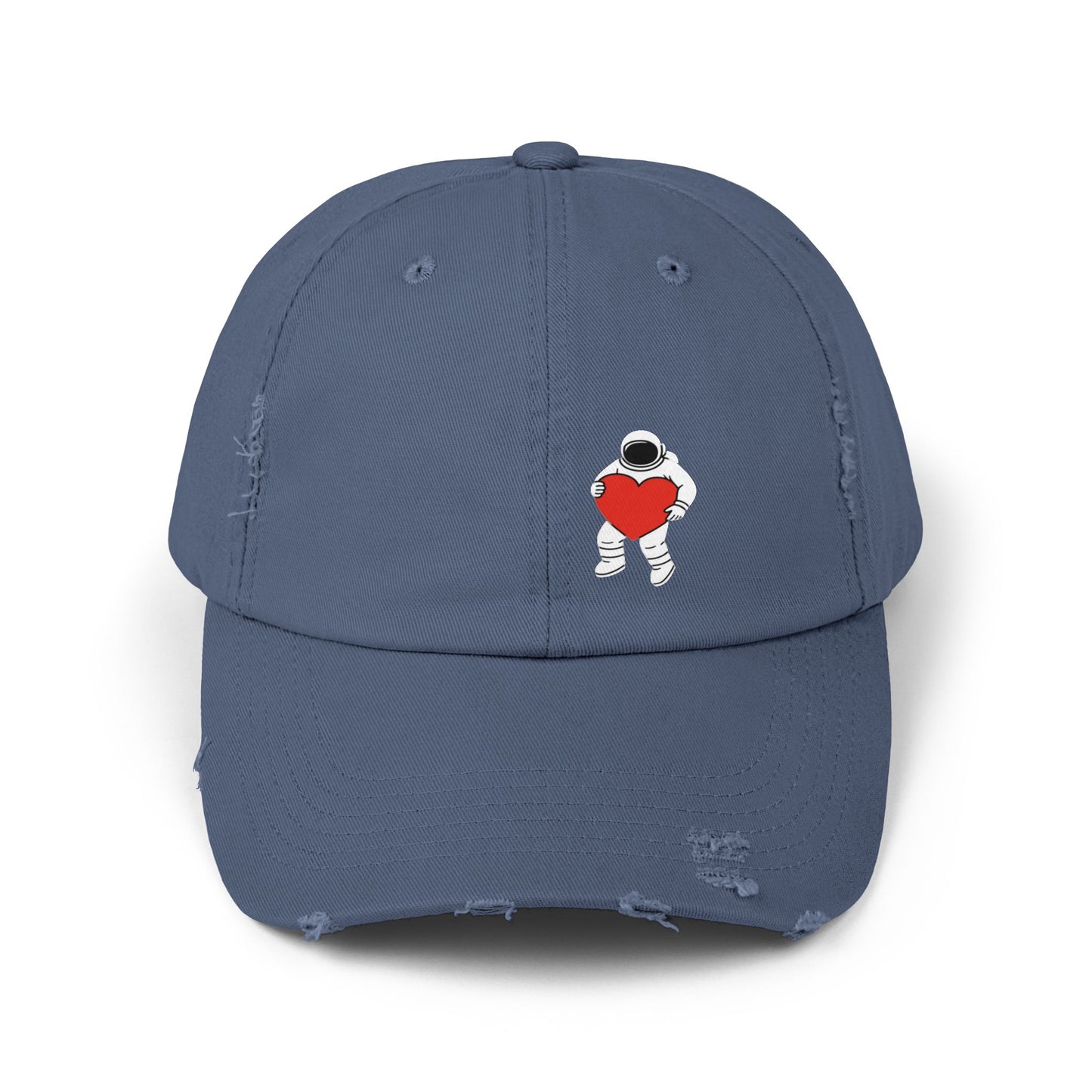 Astronaut Love Distressed Cap, Unisex Space Hat, Trendy Gift for Space Lovers, Casual Fashion Accessory, Perfect for Holidays